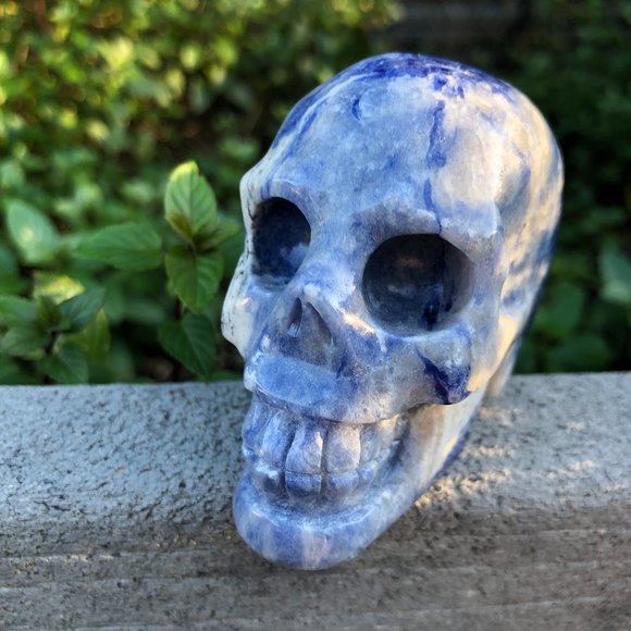 EARTHBOUND Other - Sodalite Skull blue and white crystal skull